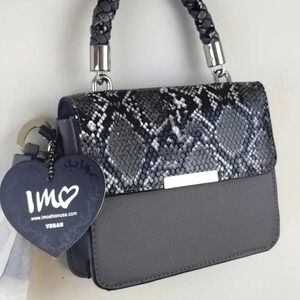 Gray Animal Print Snakeskin Black Handbag Crossbody Bag Women's Purse